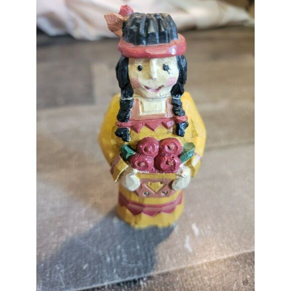 Native American Girl Apple bundle AS IS figure decor Thanksgiving - Picture 1 of 7